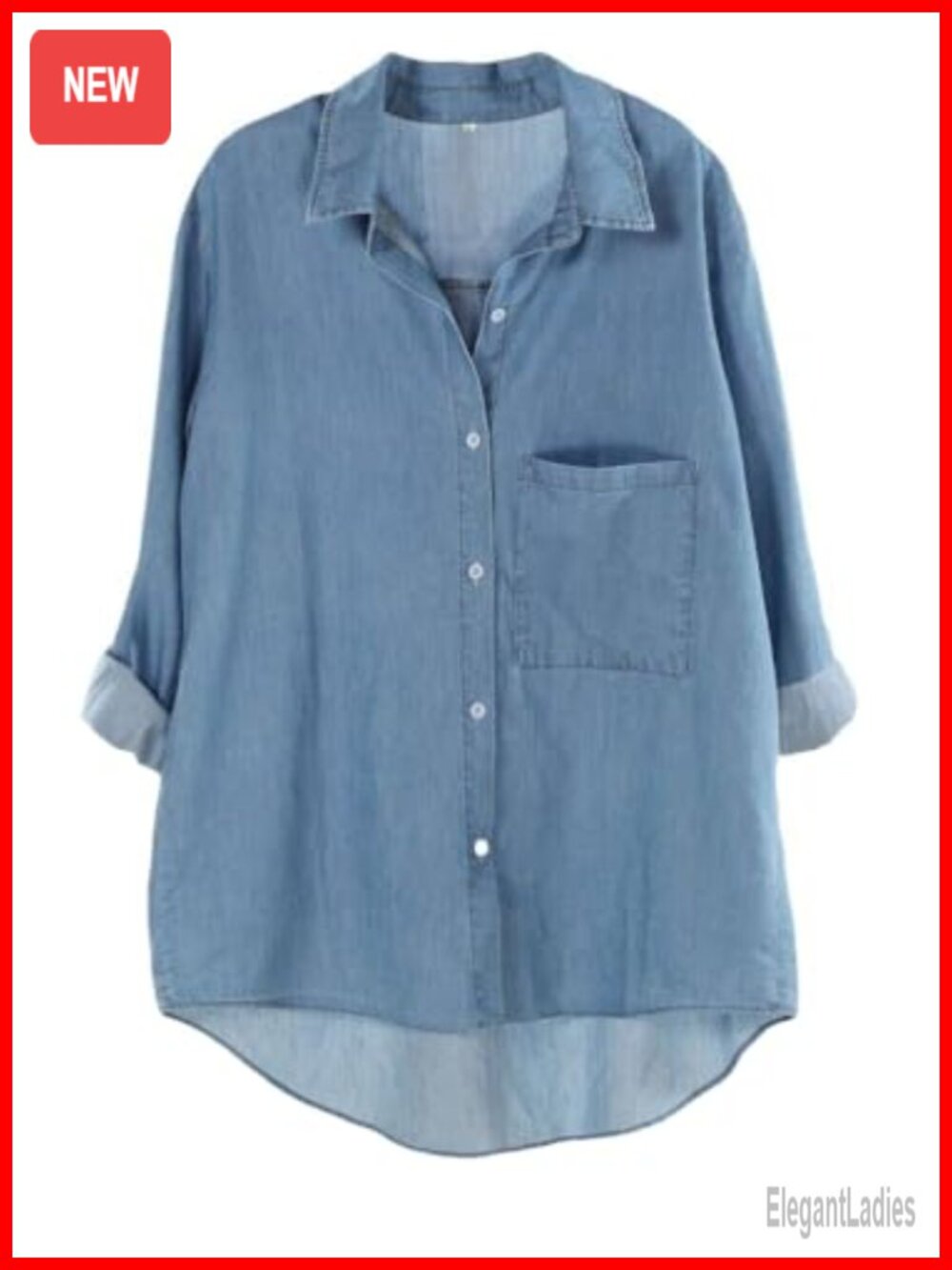 Cotton Linen V-Neck Button Down Blouse High Low Hem Loose Fit